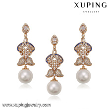 64265 Xuping jewelry supplier dubai gold plated elegant delicate pearl jewelry sets 18k
